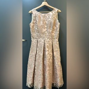 Eliza J Pink & Gold Lace Midi Dress